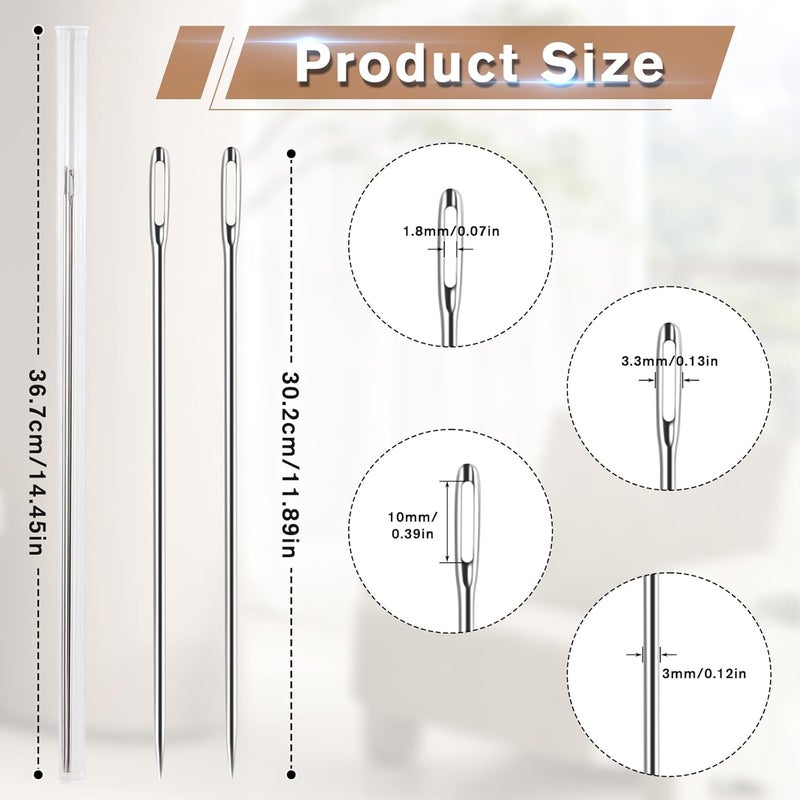JUPEAN 2 Pcs Professional Upholstery Needles 12" Long Needle Tapestry Needle Leather Needles for Hand Stitching Large Sewing Needle for Repairing and Crafting Projects - Image 2
